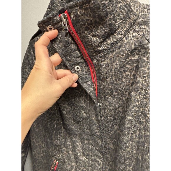 Free People We the Free Black Textured Red Pop of Color Moto Jacket Size 10 - Picture 4 of 12